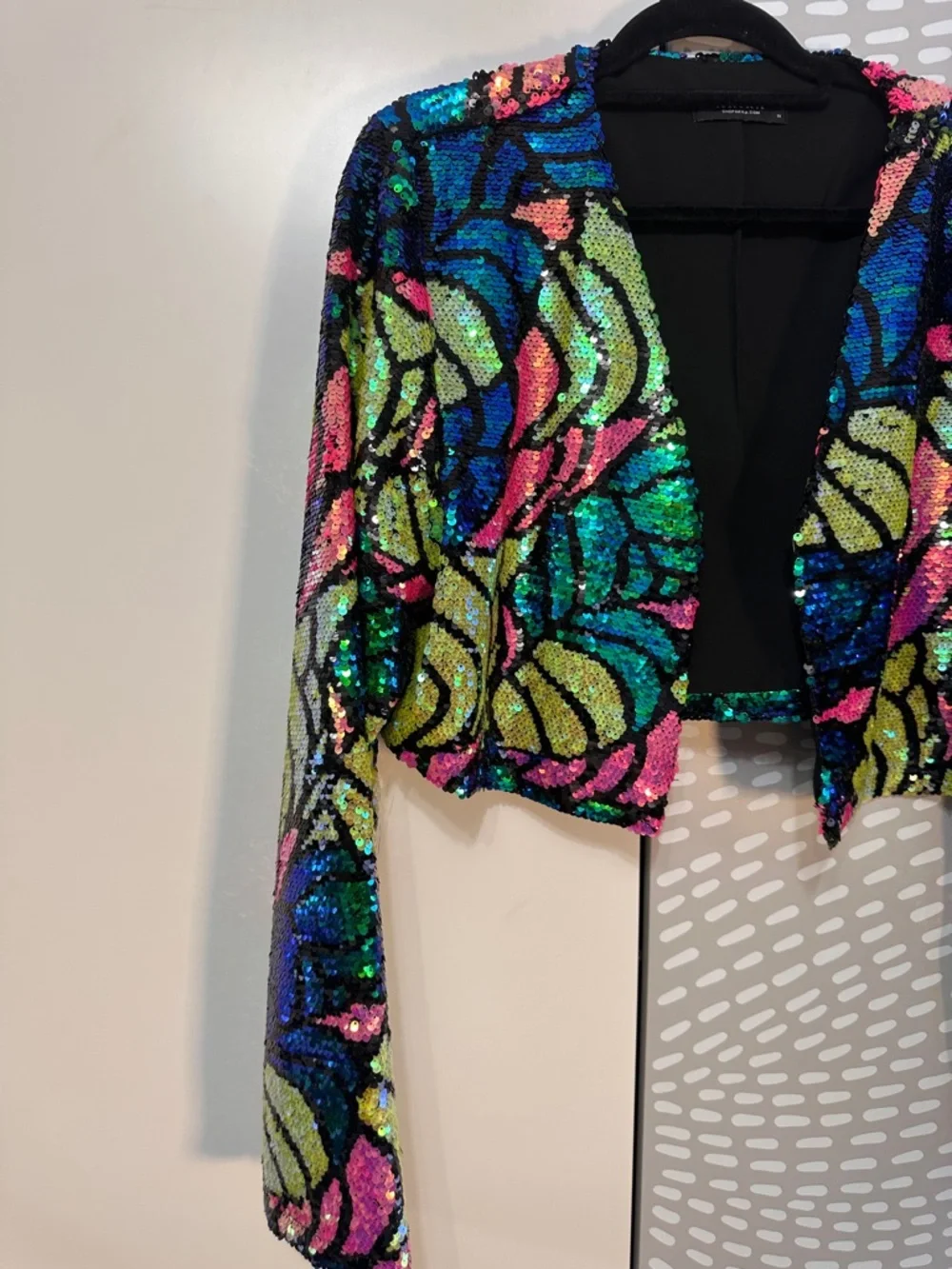 AKIRA Better to Love at Midnight Multicolor Sequin Cropped Blazer Size 1X - Picture 6 of 8